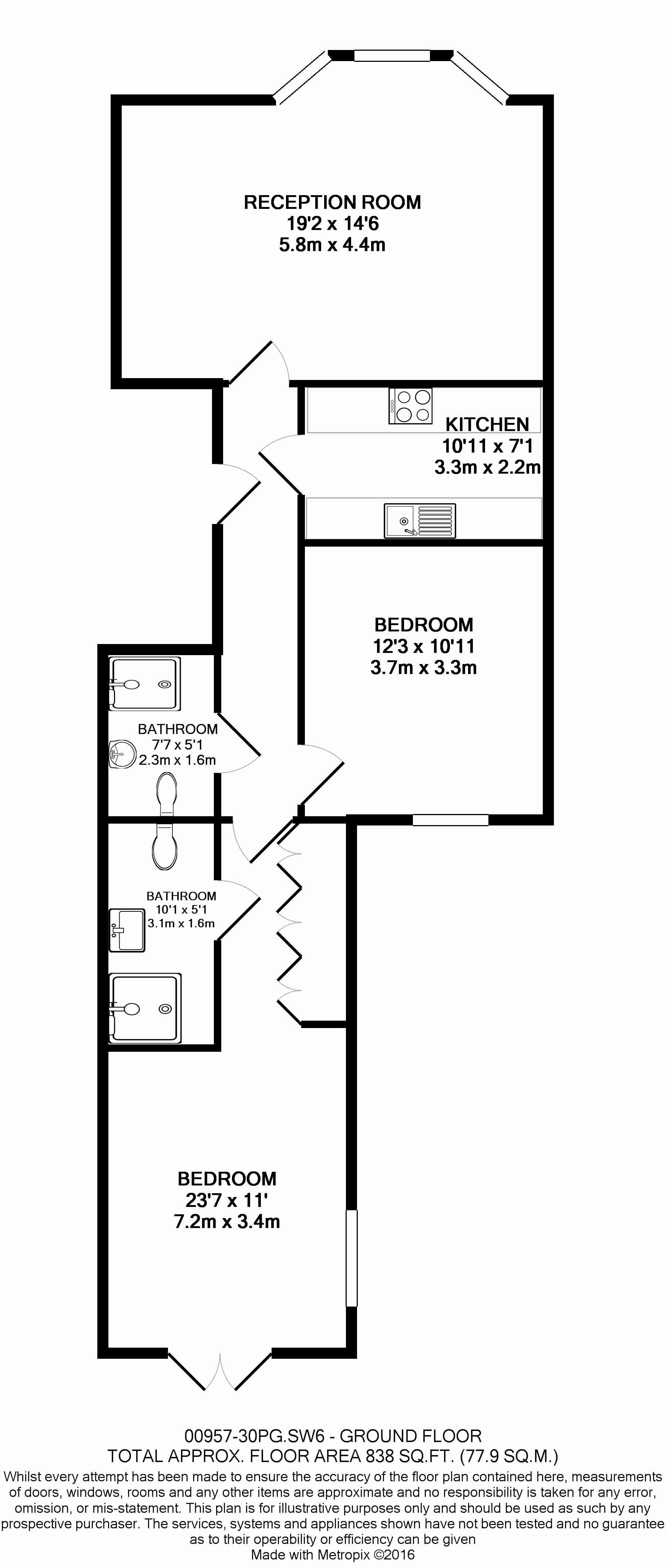 2 bedrooms flat to rent in Philbeach Gardens, Earl's Court, SW5-Floorplan