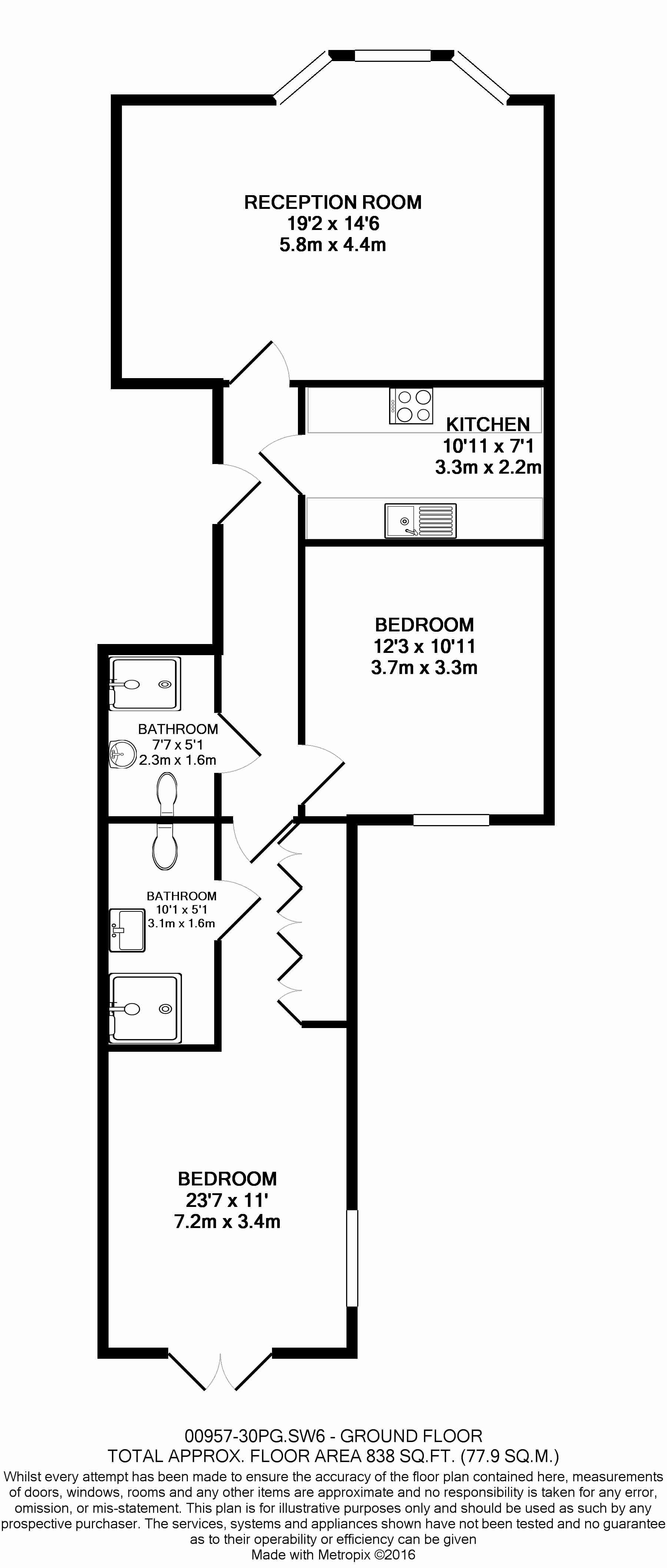 2  bedrooms flat to rent in Philbeach Gardens, Earl's Court, SW5-Floorplan
