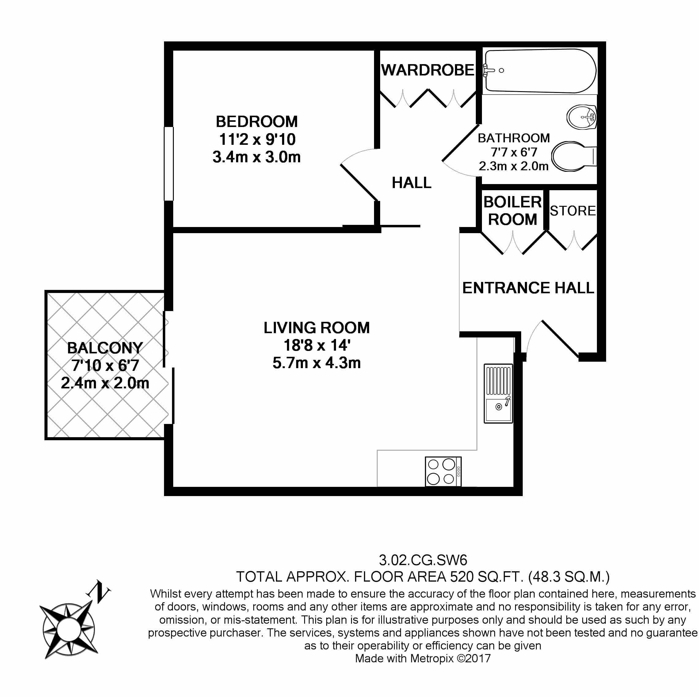 1 bedroom flat to rent in Lillie Square, Earl's Court, SW6-Floorplan