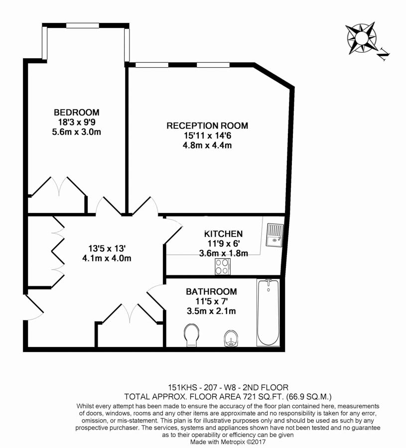 1 bedroom flat to rent in Kensington High Street, Kensington, W8-Floorplan