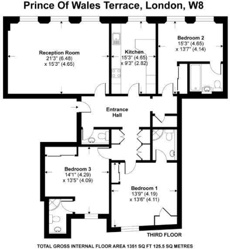 3 bedrooms flat to rent in Prince of Wales Terrace, Kensington, W8-Floorplan
