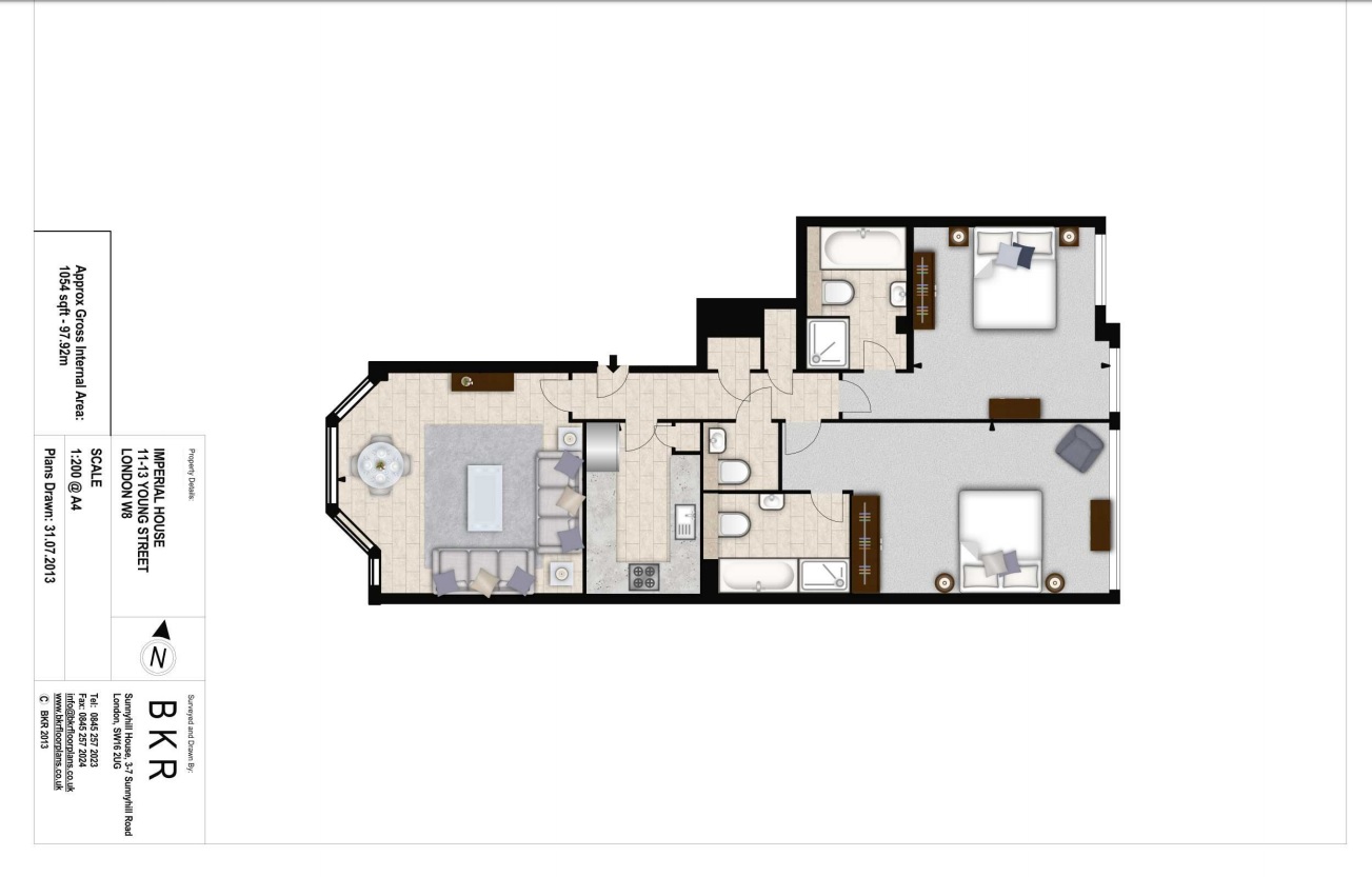 2  bedrooms flat to rent in Young Street, Kensington, W8-Floorplan