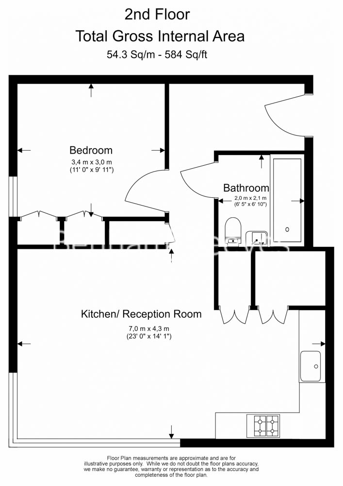 1  bedroom flat to rent in Lillie Square, Earls Court, SW6-Floorplan