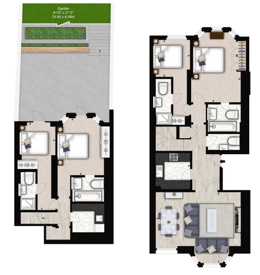 4  bedrooms flat to rent in Lexham Gardens, Kensington, W8-Floorplan
