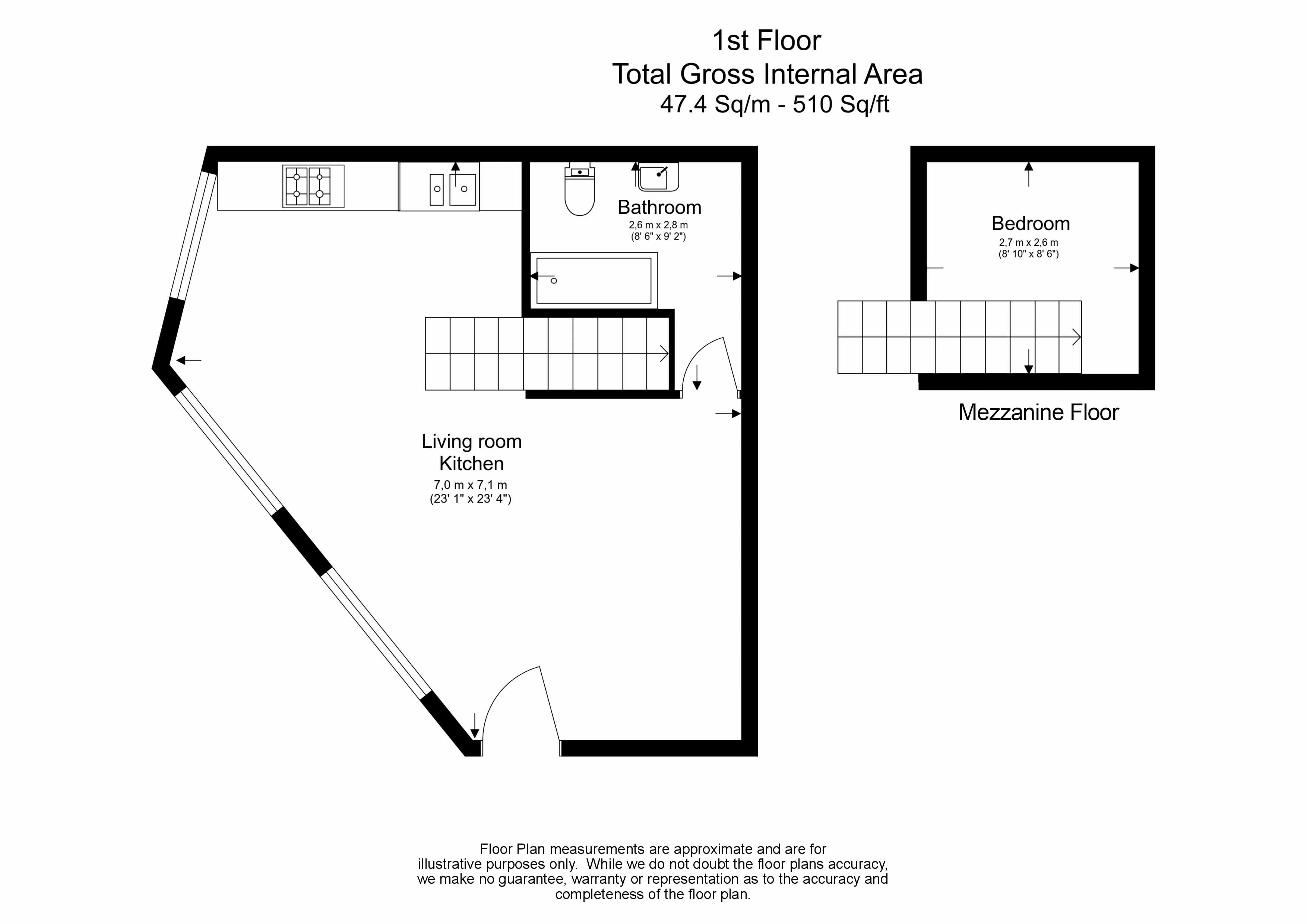 Studio flat to rent in Kensington Court Mews,Kensington, W8-Floorplan