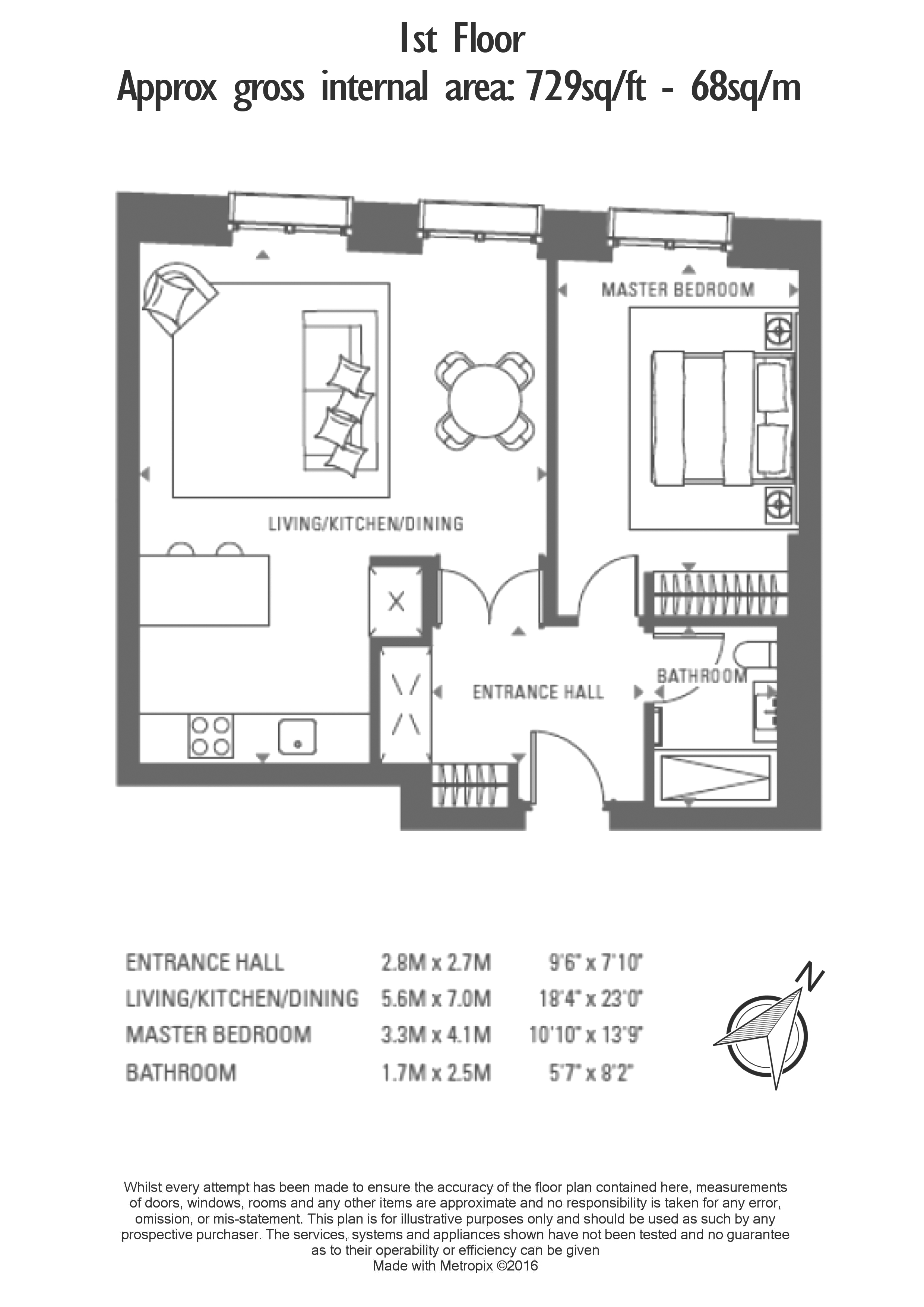 1 bedroom flat to rent in Lancer Square, Kensington, W8-Floorplan