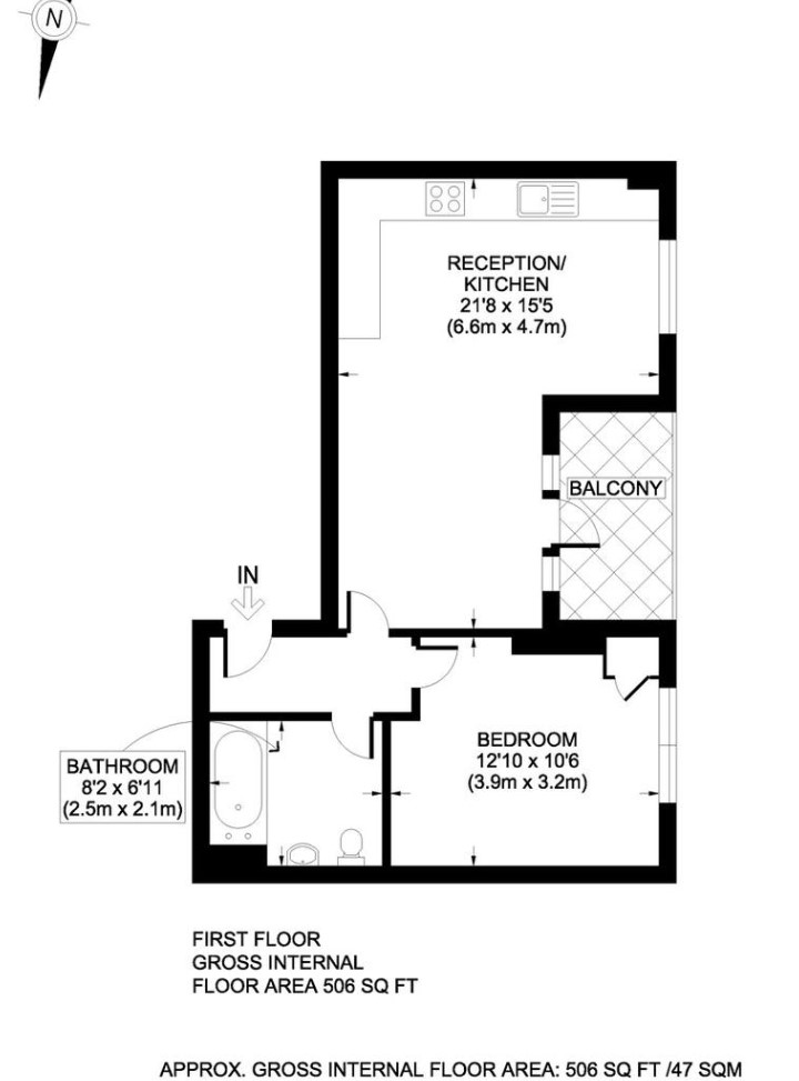 1  bedroom flat to rent in Avonmore Road, Kensington, W14-Floorplan