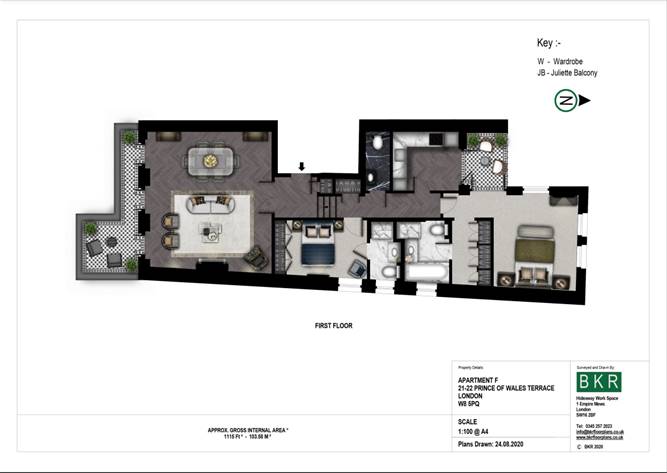 2 bedrooms flat to rent in Prince of Wales Terrace, Kensington, W8-Floorplan