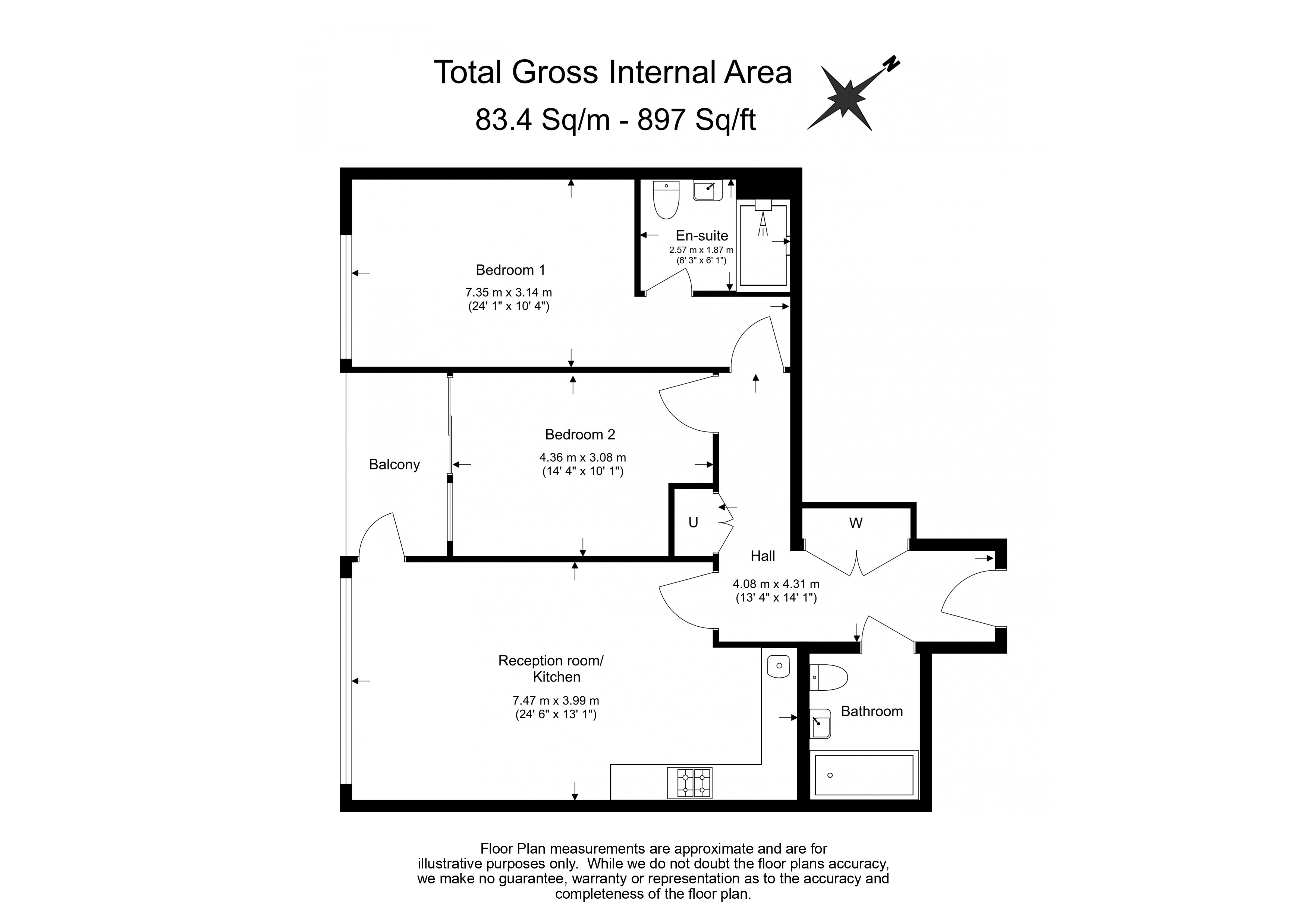 2 bedrooms  for sale in Kensington High Street, Wolfe House, W14-Floorplan