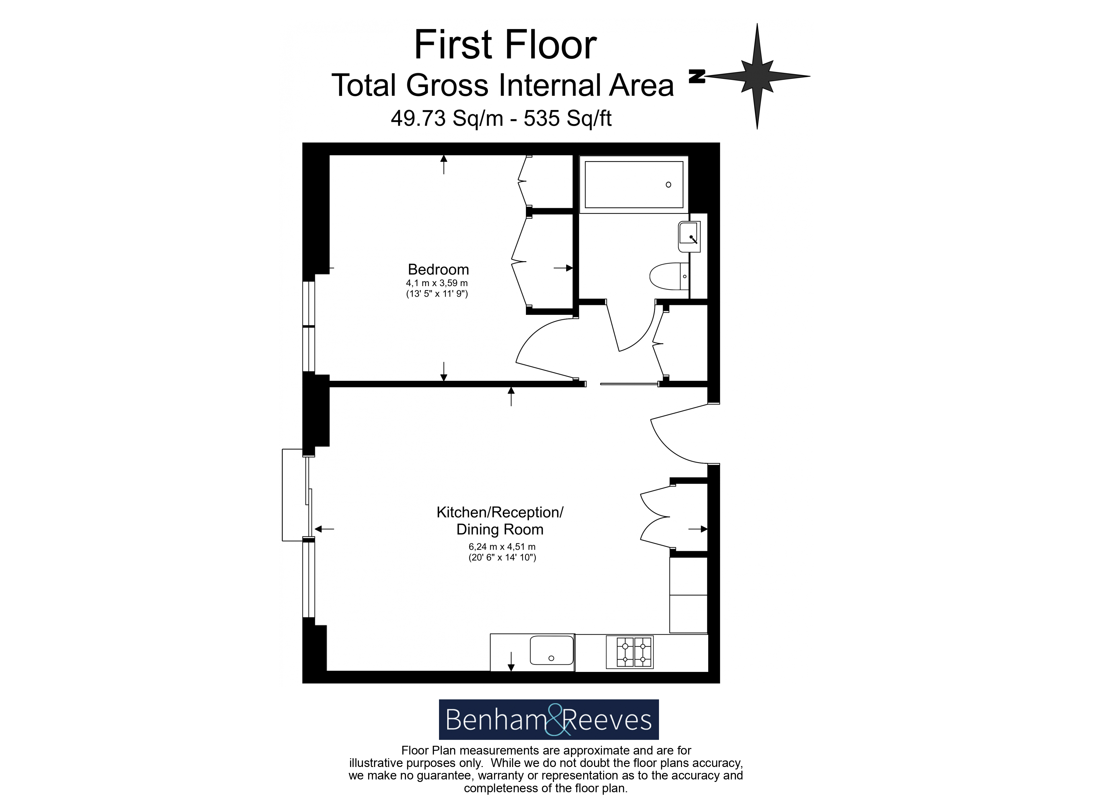 1  bedroom flat to rent in Bolander Grove, Hammersmith, SW6-Floorplan