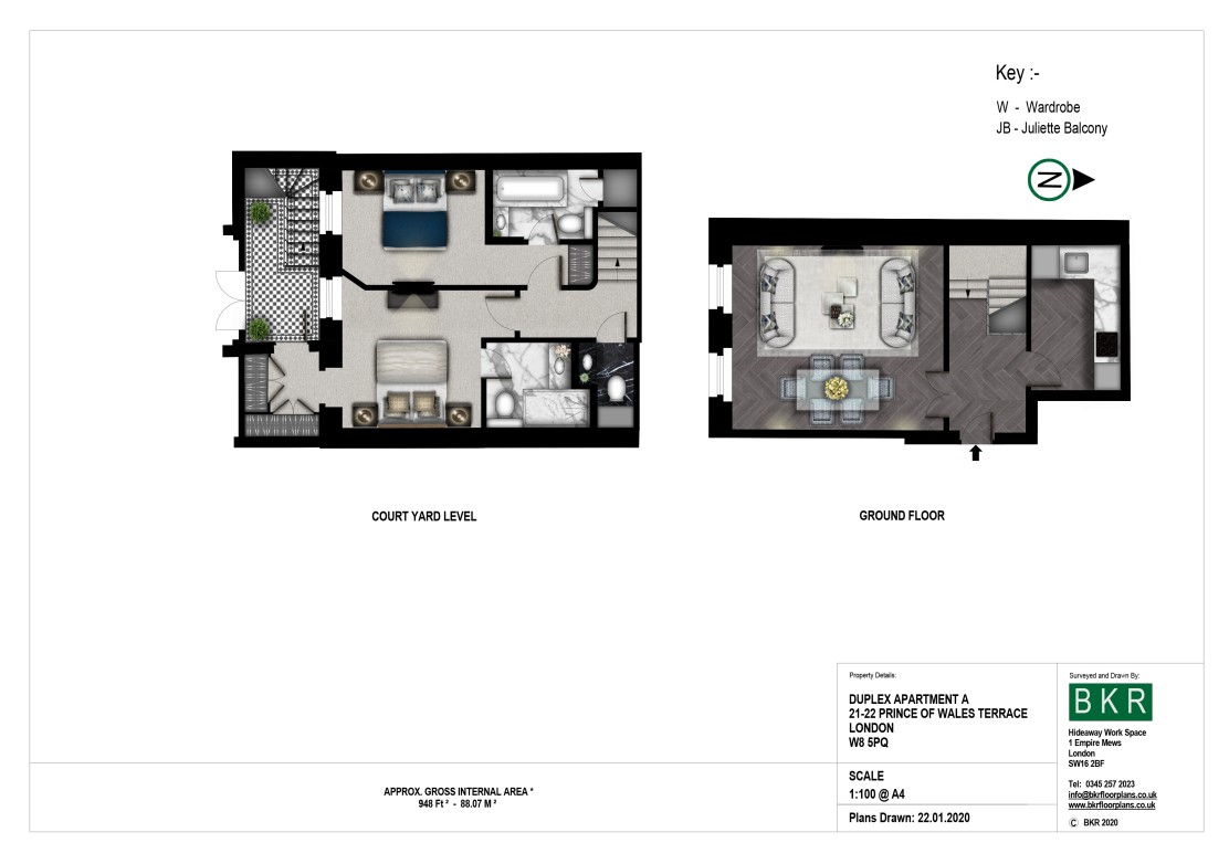 2  bedrooms flat to rent in Prince Wales Terrace, Kensington, W8-Floorplan