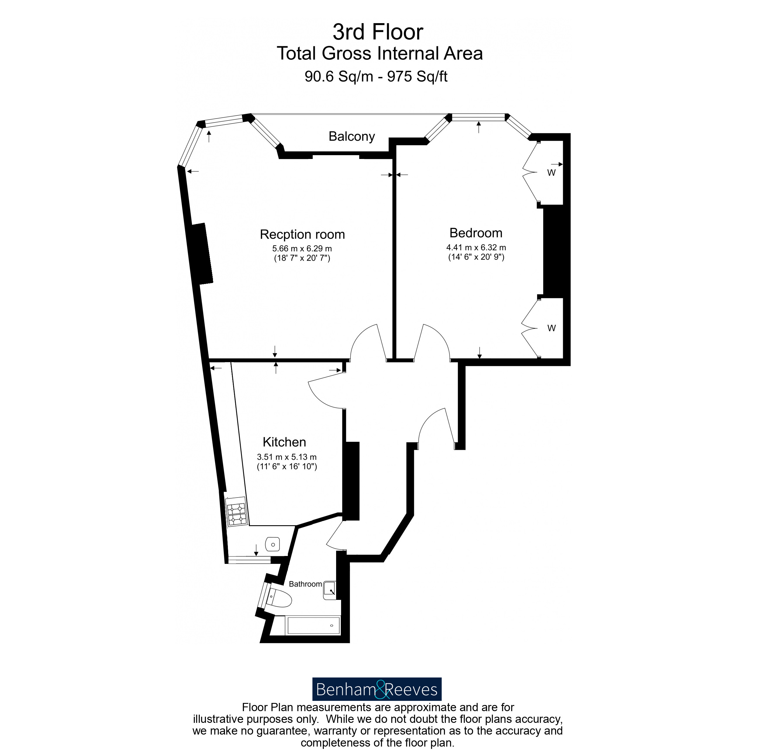 1  bedroom flat to rent in Durward House, Kensington Court, W8-Floorplan