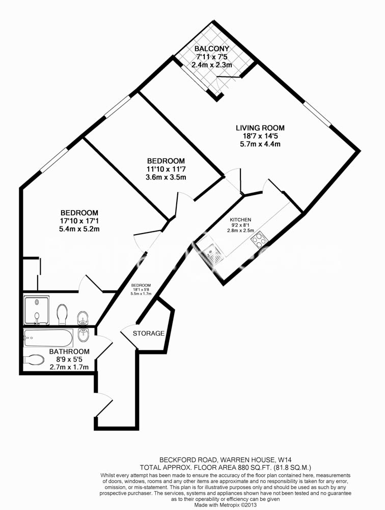 2 bedroom(s) flat to rent in Beckford Close, Kensington, W14-Floorplan