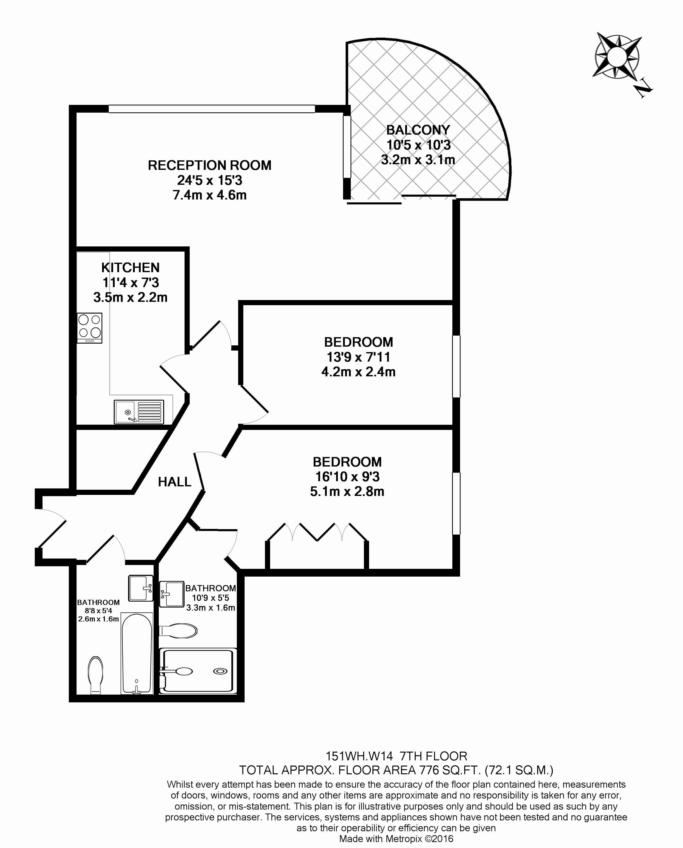 2 bedrooms flat to rent in Warwick Road, West Kensington, W14-Floorplan