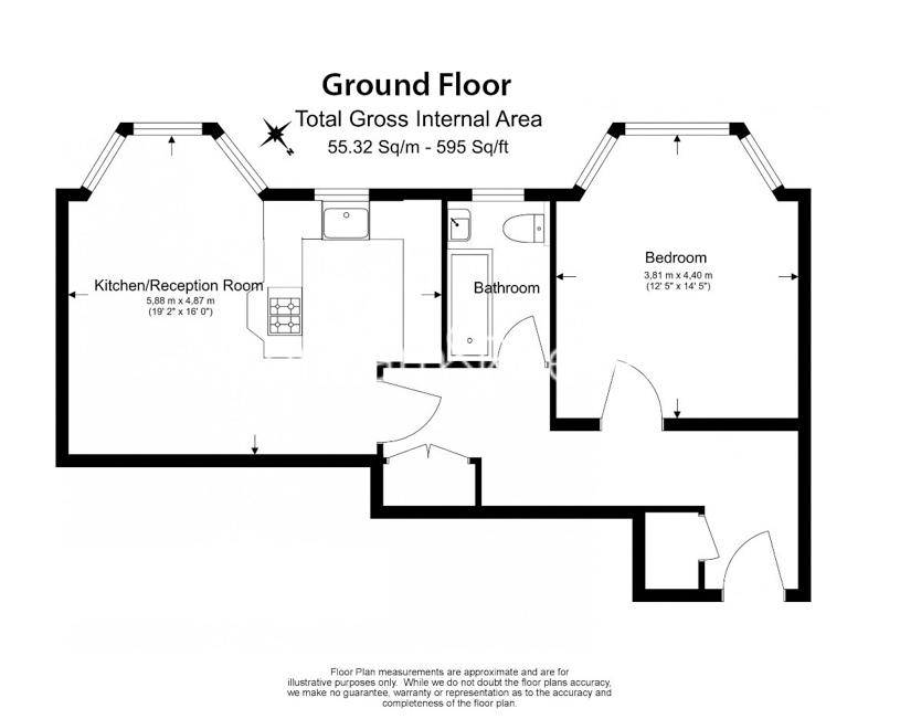 1  bedroom flat to rent in Nevern Square, Kensington, SW5-Floorplan