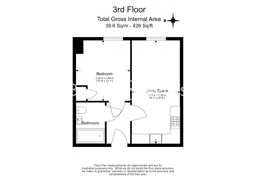 1  bedroom flat to rent in Earls Court Road, Kensington, SW5-Floorplan