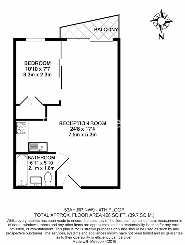 Studio flat to rent in Boulevard Drive, Colindale, NW9-Floorplan