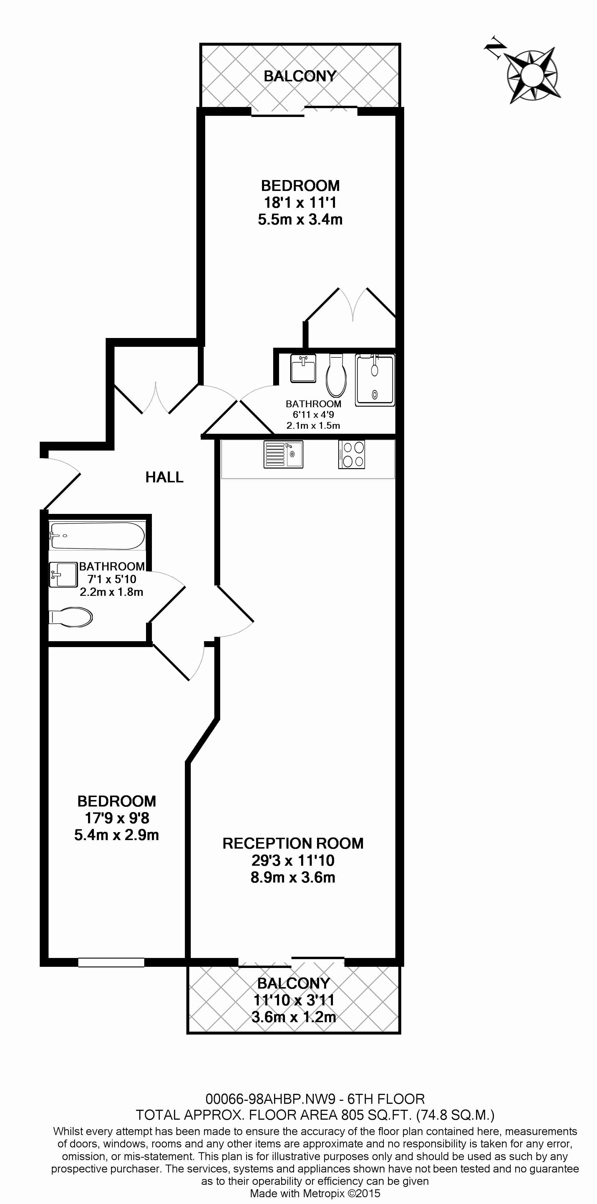 2 bedrooms flat to rent in Boulevard Drive, Colindale, NW9-Floorplan