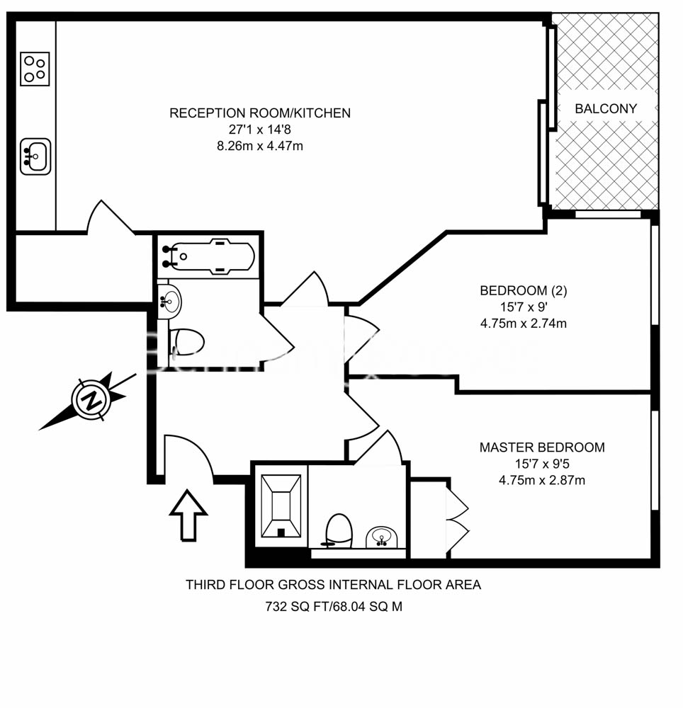 2  bedrooms flat to rent in Heritage Avenue, Colindale, NW9-Floorplan
