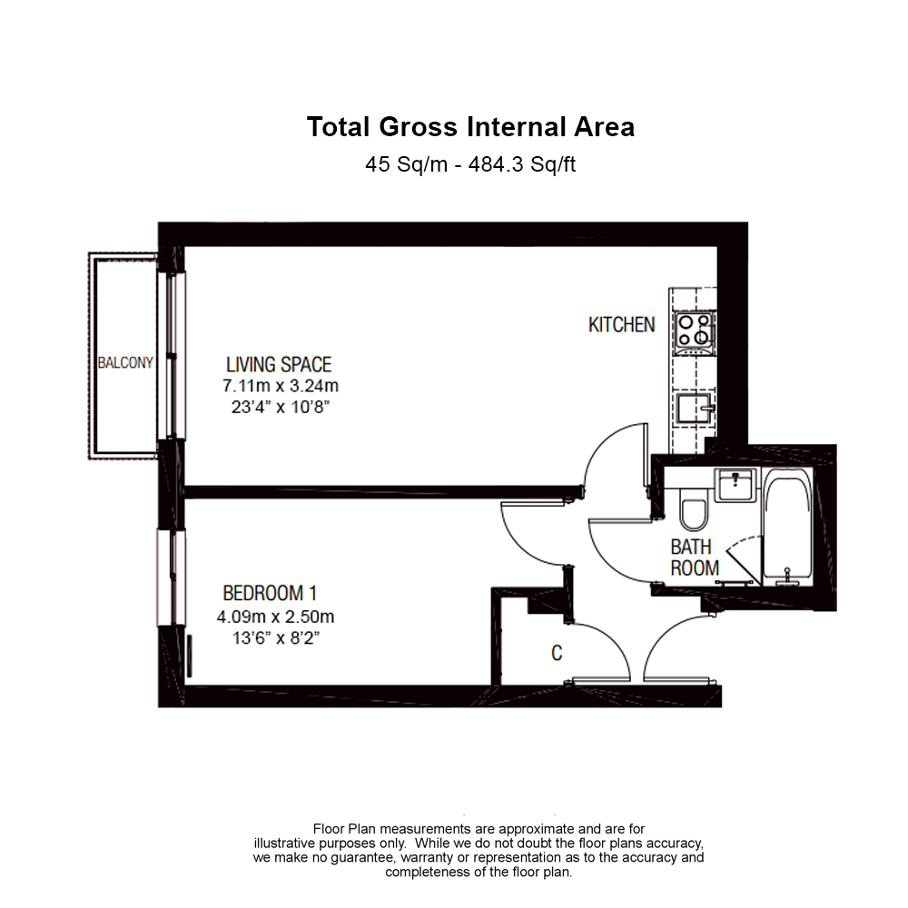 1  bedroom flat to rent in Heritage Avenue, Colindale, NW9-Floorplan