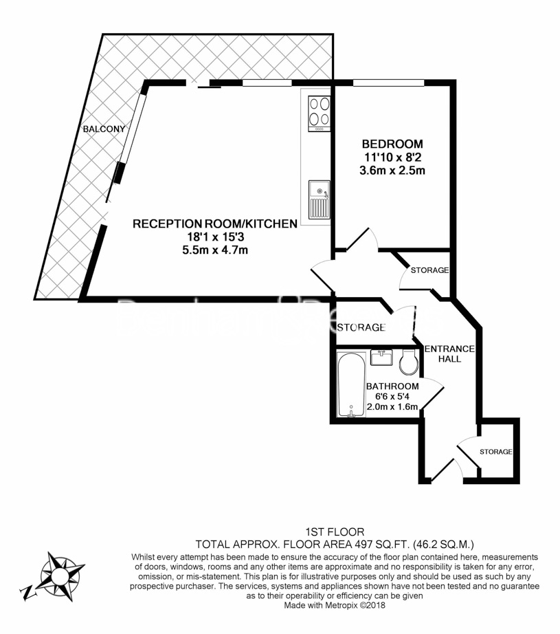 1 bedroom flat to rent in Beaufort Park, Colindale, NW9-Floorplan