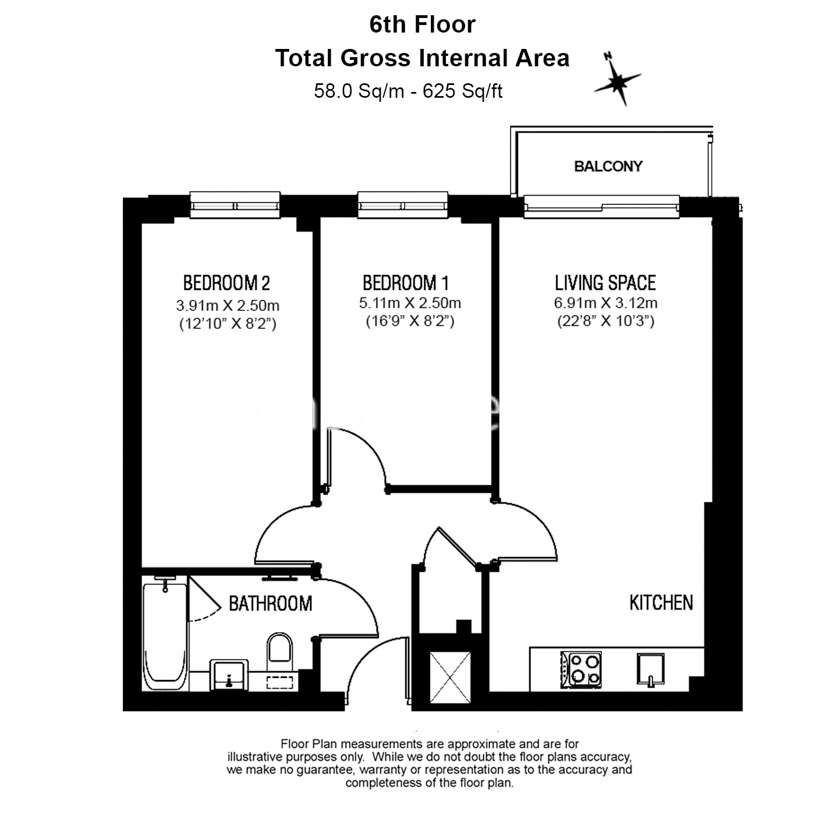 2 bedrooms flat to rent in Heritage Avenue, Colindale, NW9-Floorplan