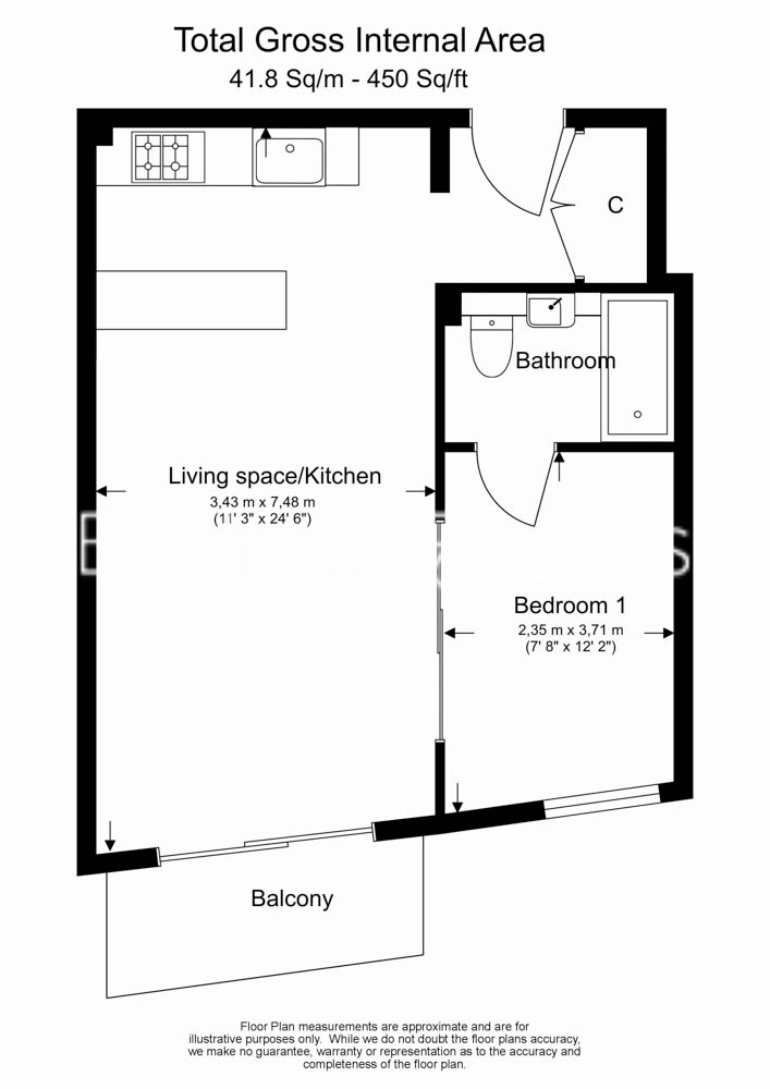 1 bedroom flat to rent in Beaufort Park, Colindale, NW9-Floorplan