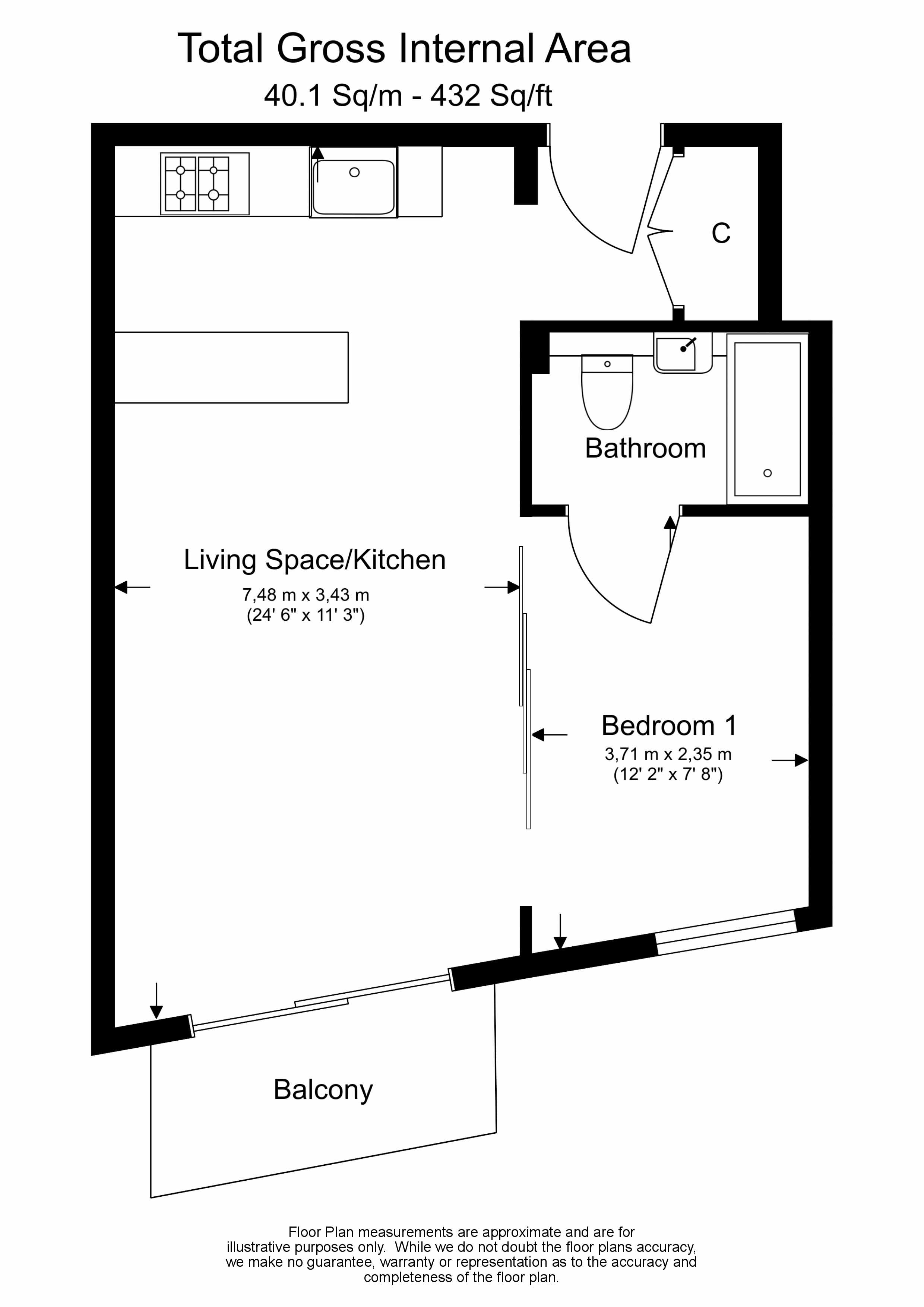 1  bedroom flat to rent in Heritage Avenue, Colindale, NW9-Floorplan