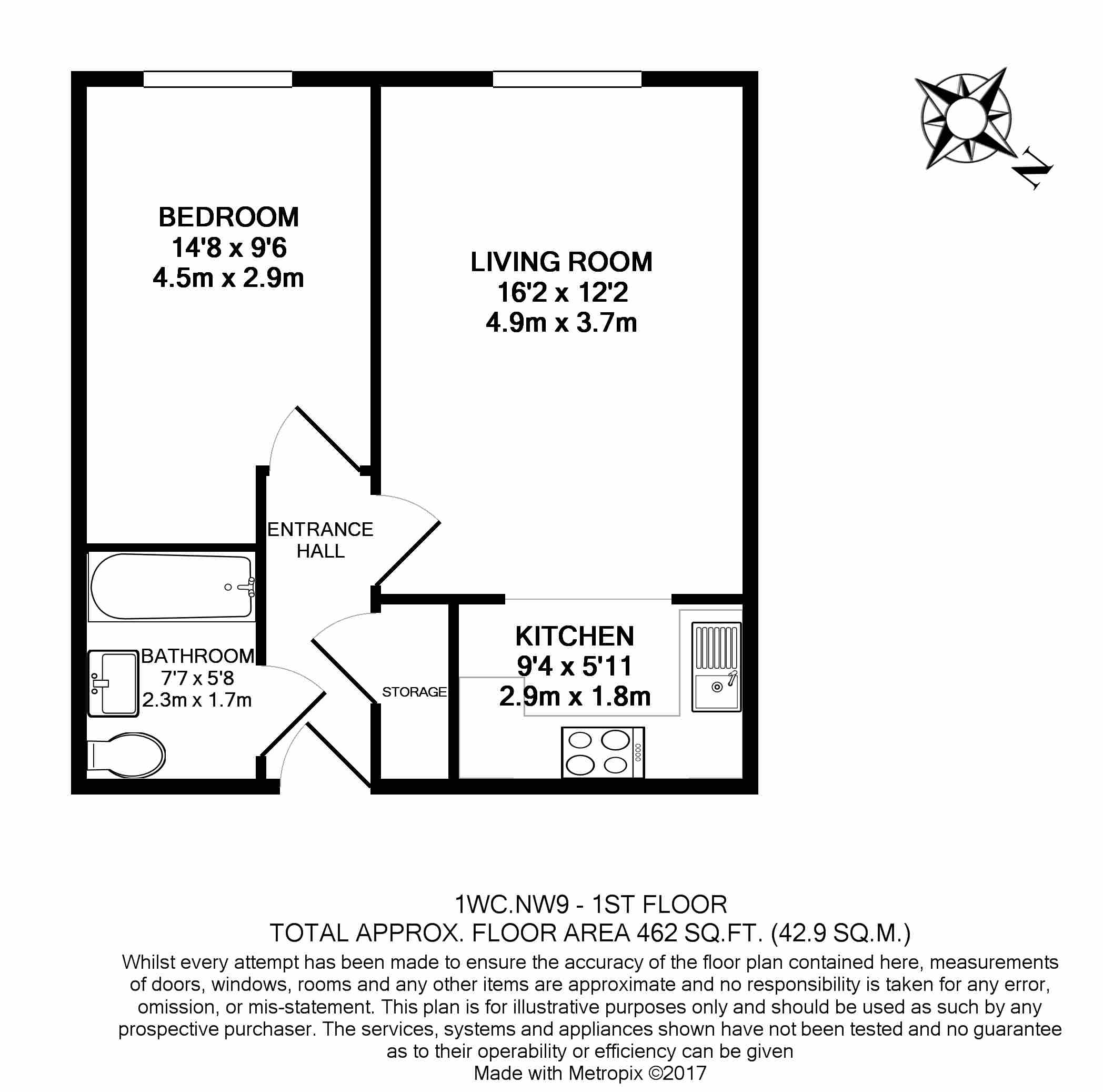 1  bedroom flat to rent in Heritage Avenue, Colindale, NW9-Floorplan