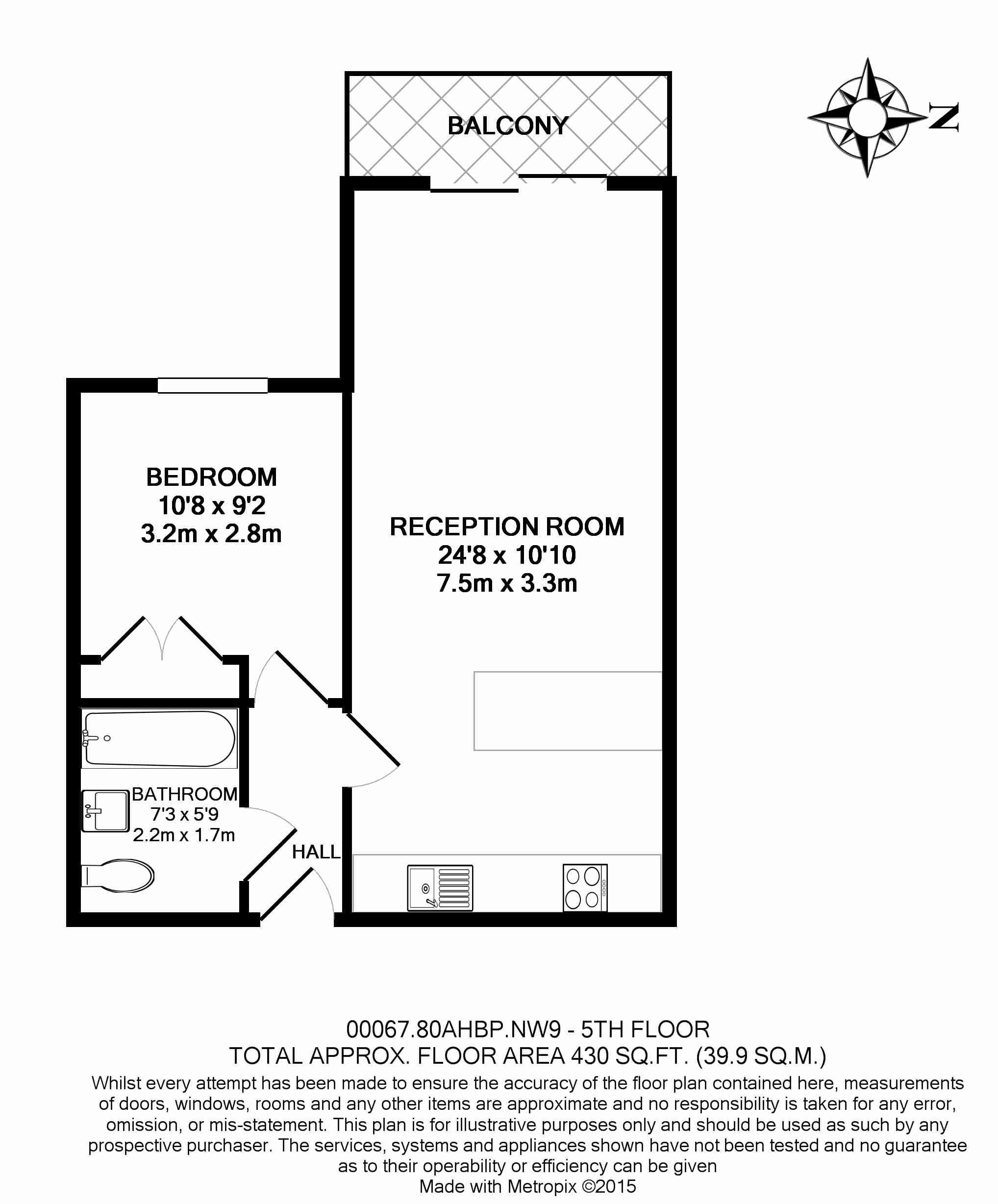 1  bedroom flat to rent in Boulevard Drive, Colindale, NW9-Floorplan