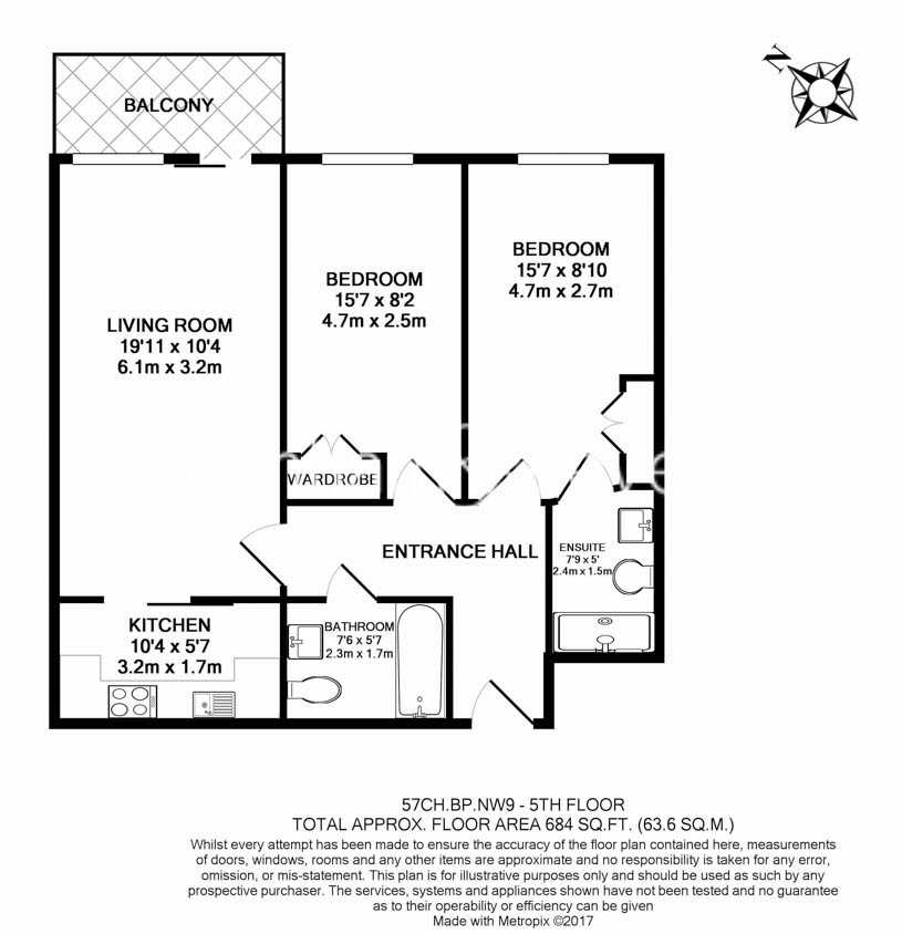 2 bedrooms flat to rent in Curtiss House, Heritage Avenue, NW9-Floorplan