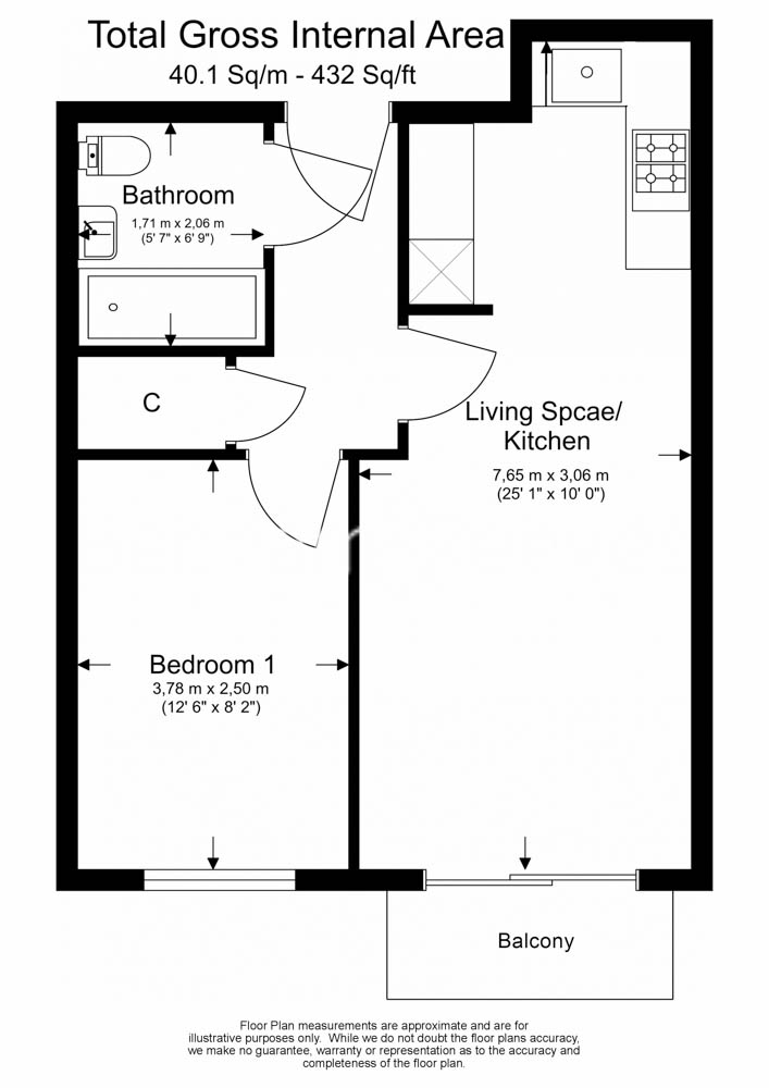 1  bedroom flat to rent in Aerodrome Road, Colindale, NW9-Floorplan