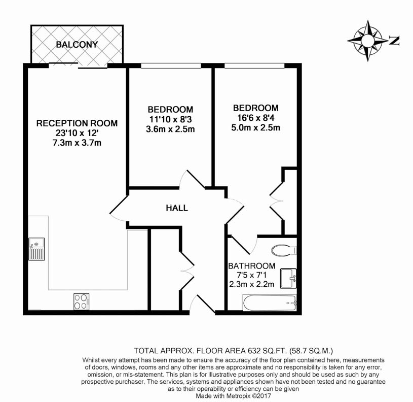 2  bedrooms flat to rent in Aerodrome Road, Colindale, NW9-Floorplan