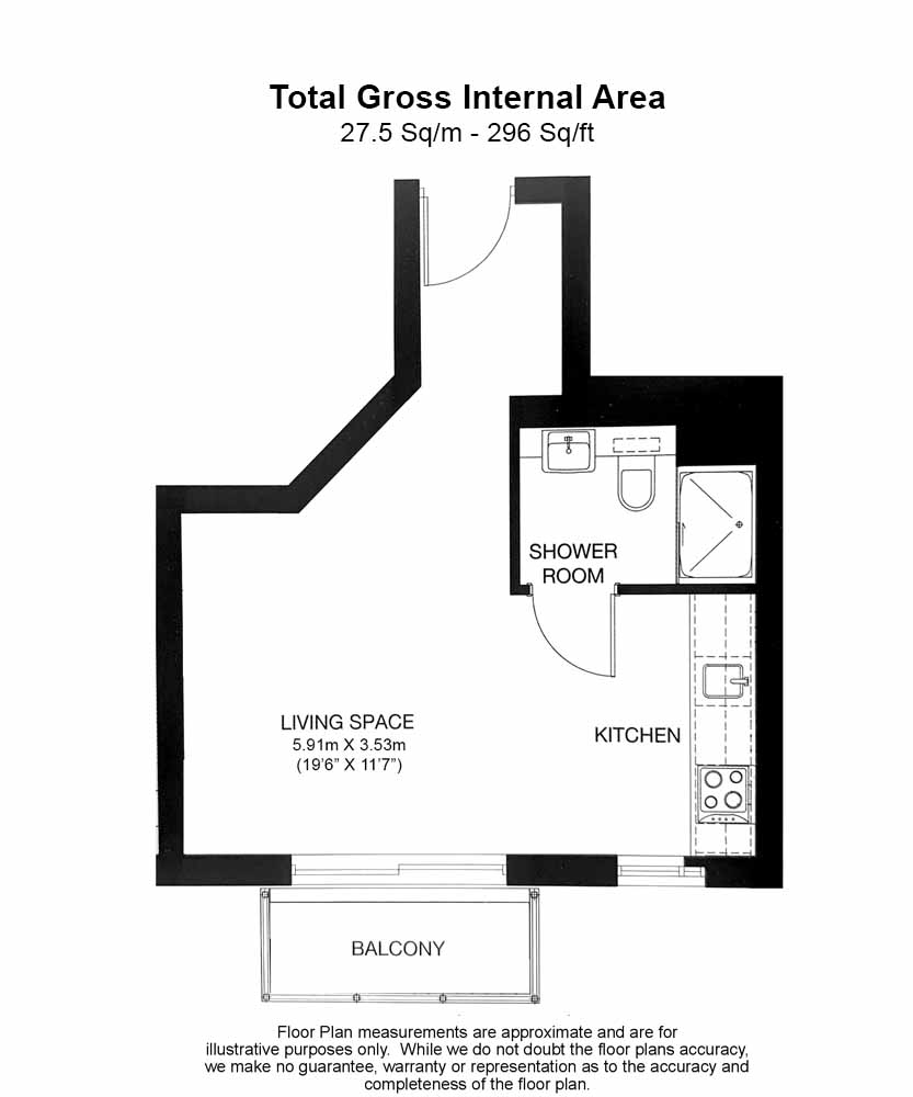 Studio flat to rent in Aerodrome Road, Colindale, NW9-Floorplan