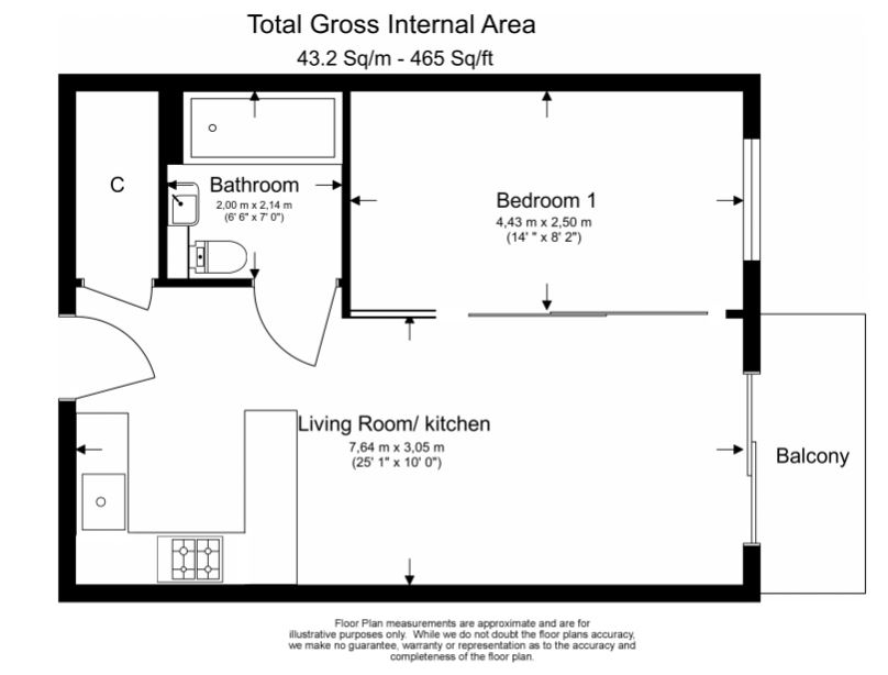1  bedroom flat to rent in Boulevard Drive, Colindale, NW9-Floorplan