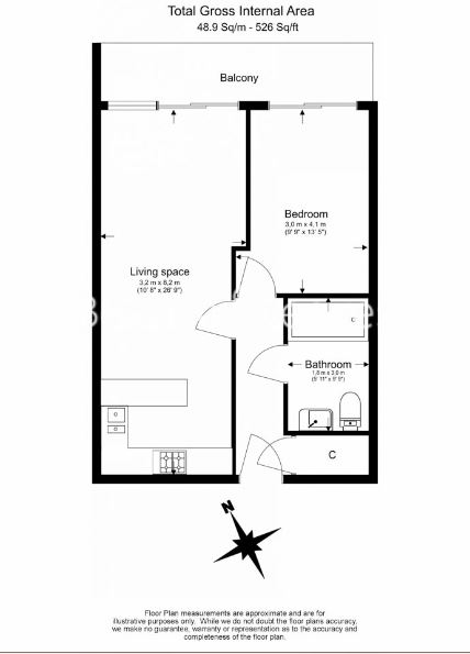 1  bedroom flat to rent in Boulevard Drive, Colindale, NW9-Floorplan