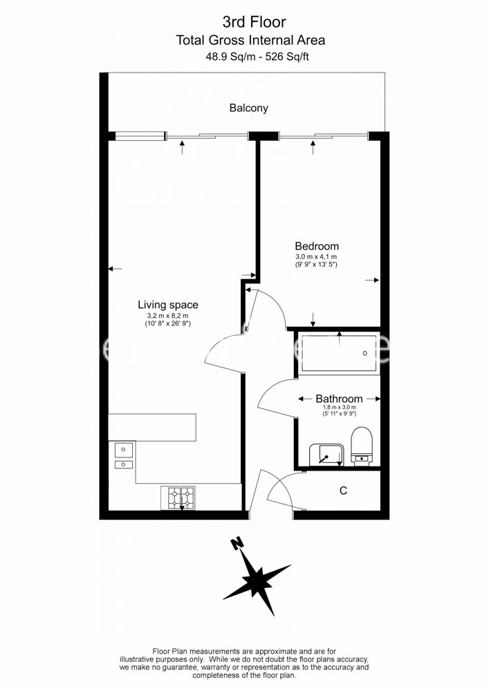 1 bedroom flat to rent in Boulevard Drive, Beaufort Park, NW9-Floorplan