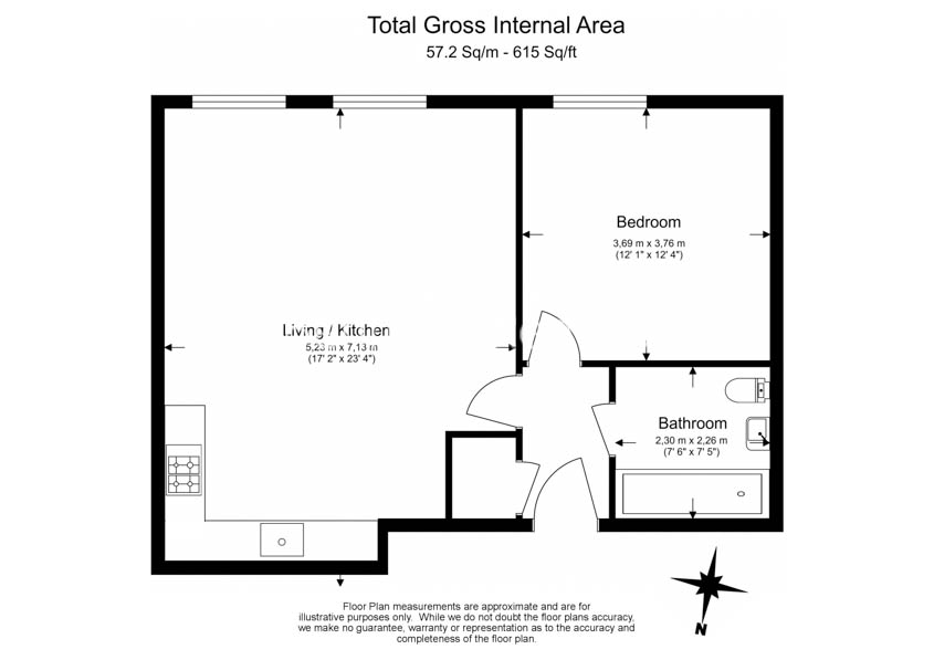 1  bedroom flat to rent in Tanner Close, Colindale, NW9-Floorplan