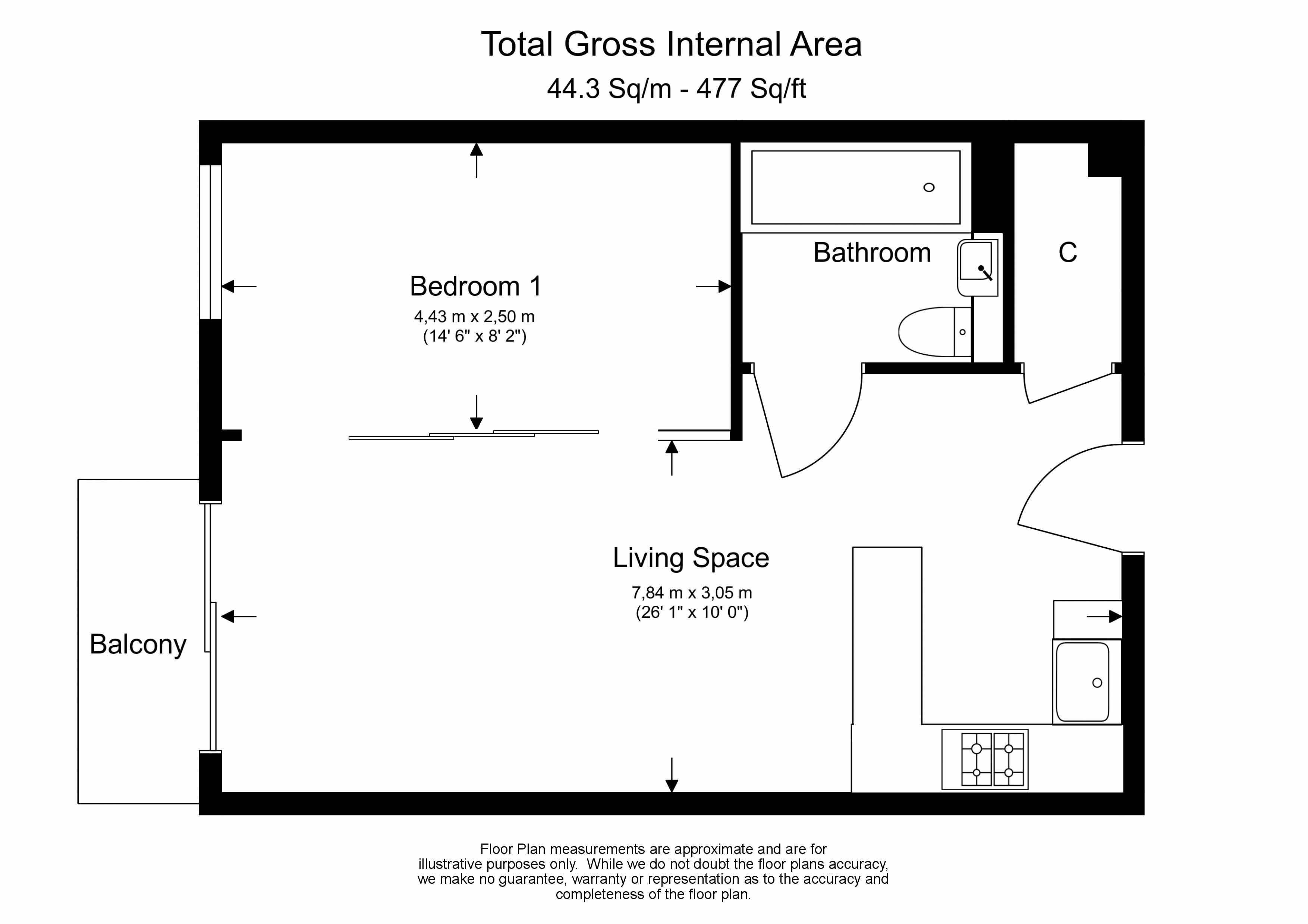 1  bedroom flat to rent in Aerodrome Road, Colindale, NW9-Floorplan