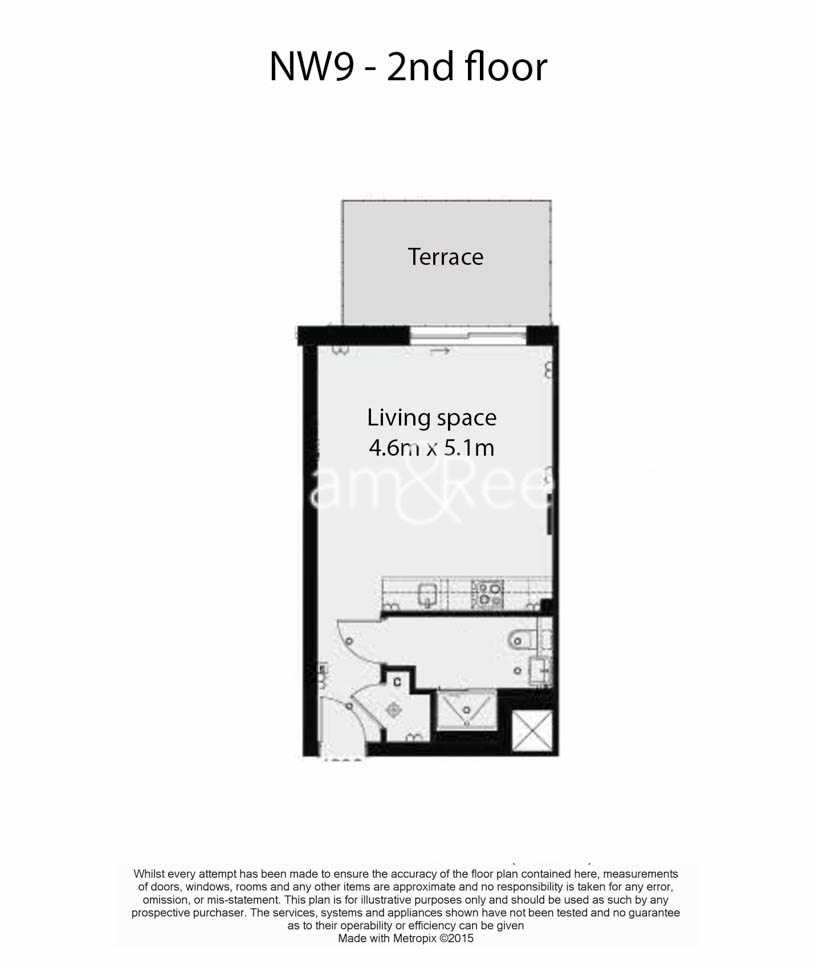 Studio flat to rent in Aerodrome Road, Colindale, NW9-Floorplan