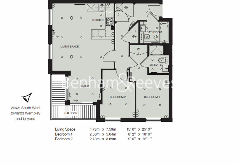 2 bedroom(s) flat to rent in Heritage Avenue, Colindale, NW9-Floorplan