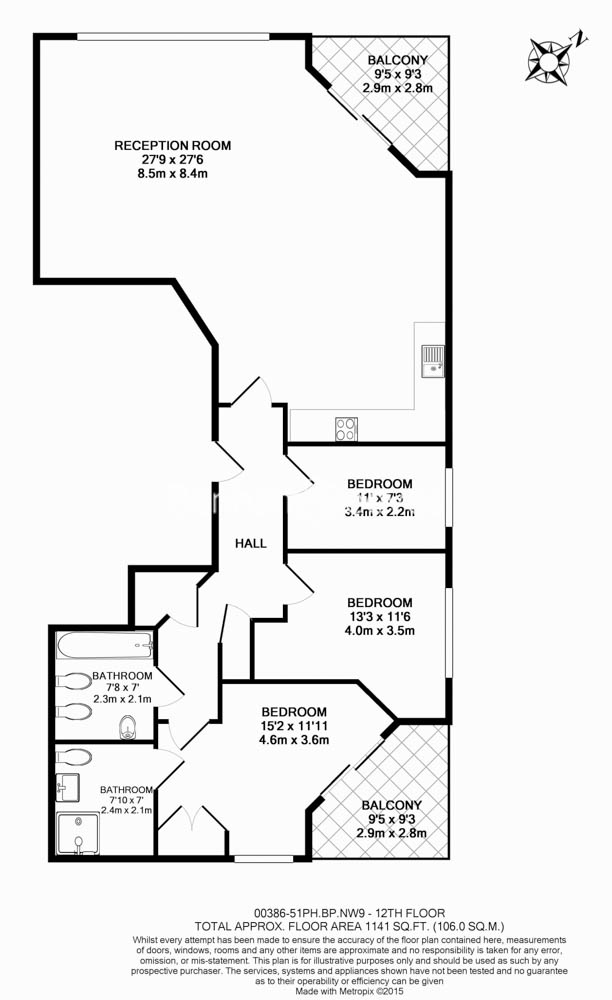 3 bedrooms flat to rent in Heritage Avenue, Colindale, NW9-Floorplan