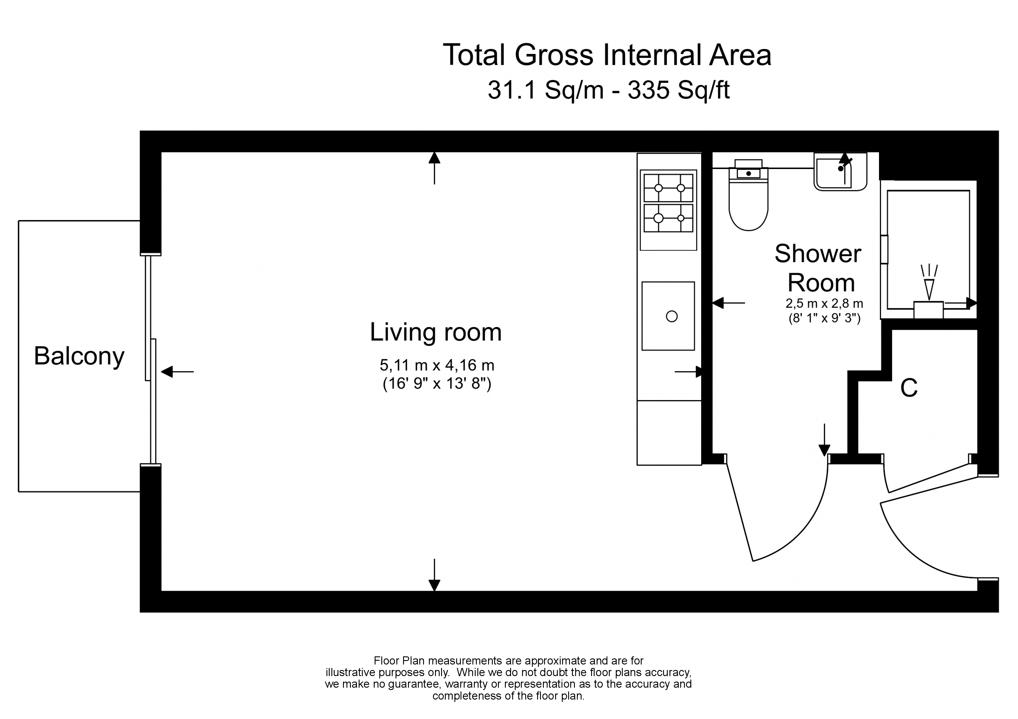 Studio flat to rent in Aerodrome Road, Colindale, NW9-Floorplan