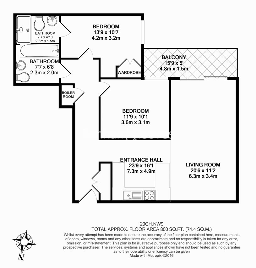 2 bedroom(s) flat to rent in Boulevard Drive, Colindale, NW9-Floorplan