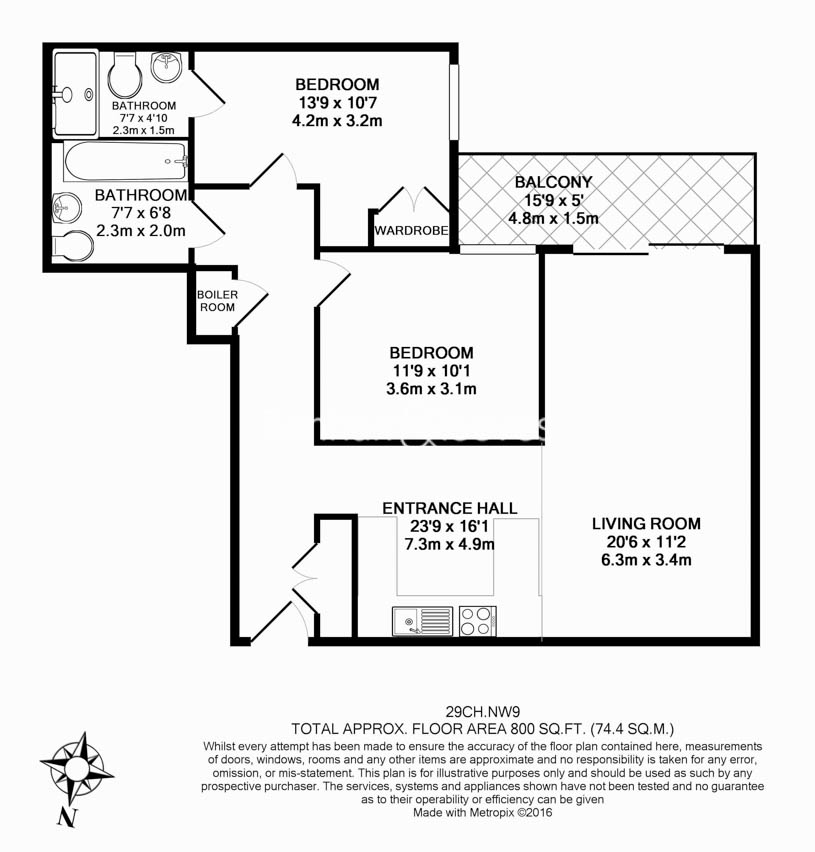 2  bedrooms flat to rent in Boulevard Drive, Colindale, NW9-Floorplan
