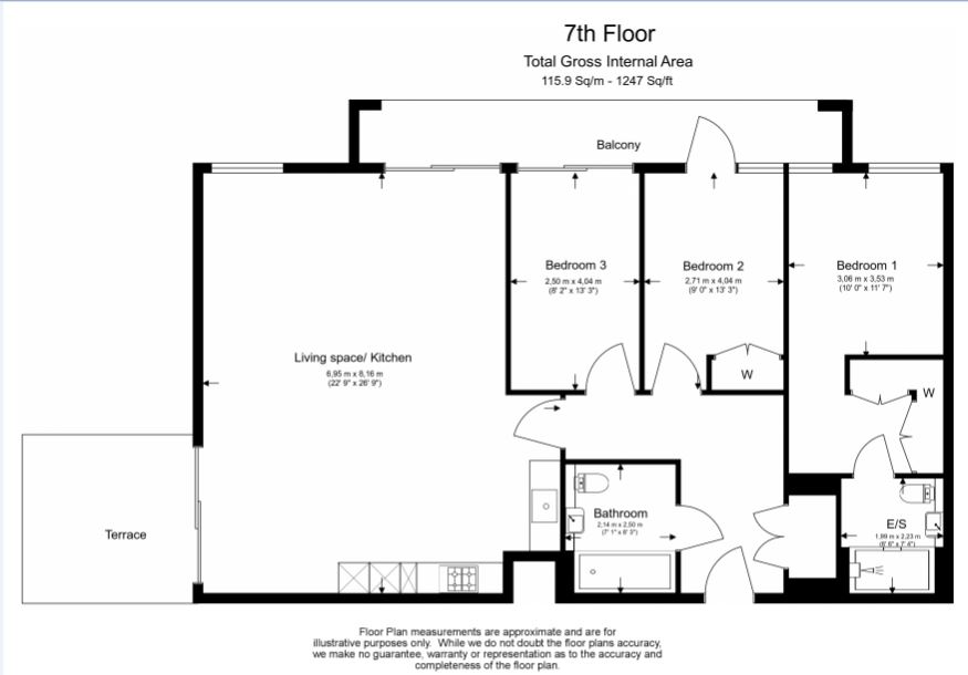 3  bedrooms flat to rent in Boulevard Drive, Colindale, NW9-Floorplan
