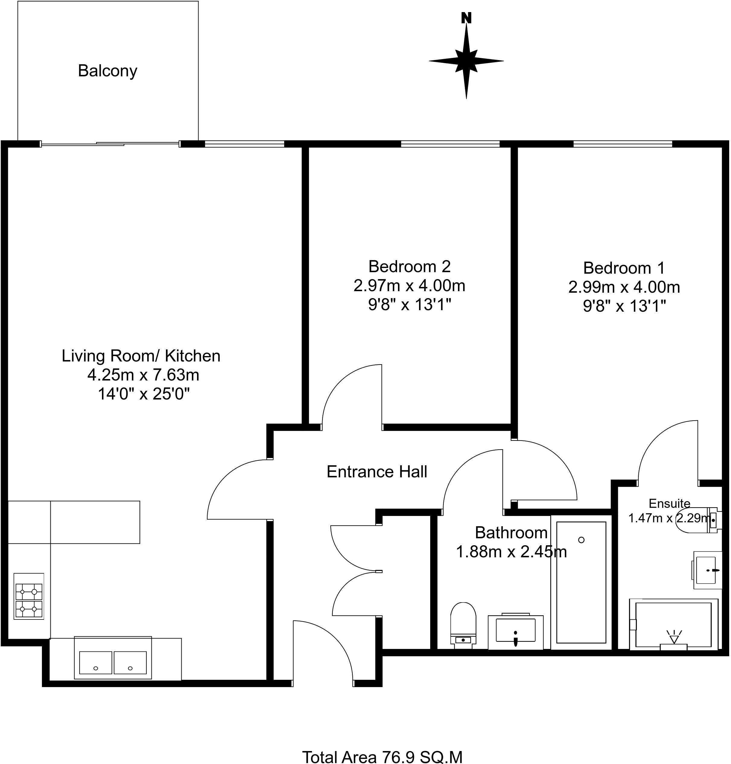 2 bedrooms flat to rent in Beaufort Square, Colindale, NW9-Floorplan