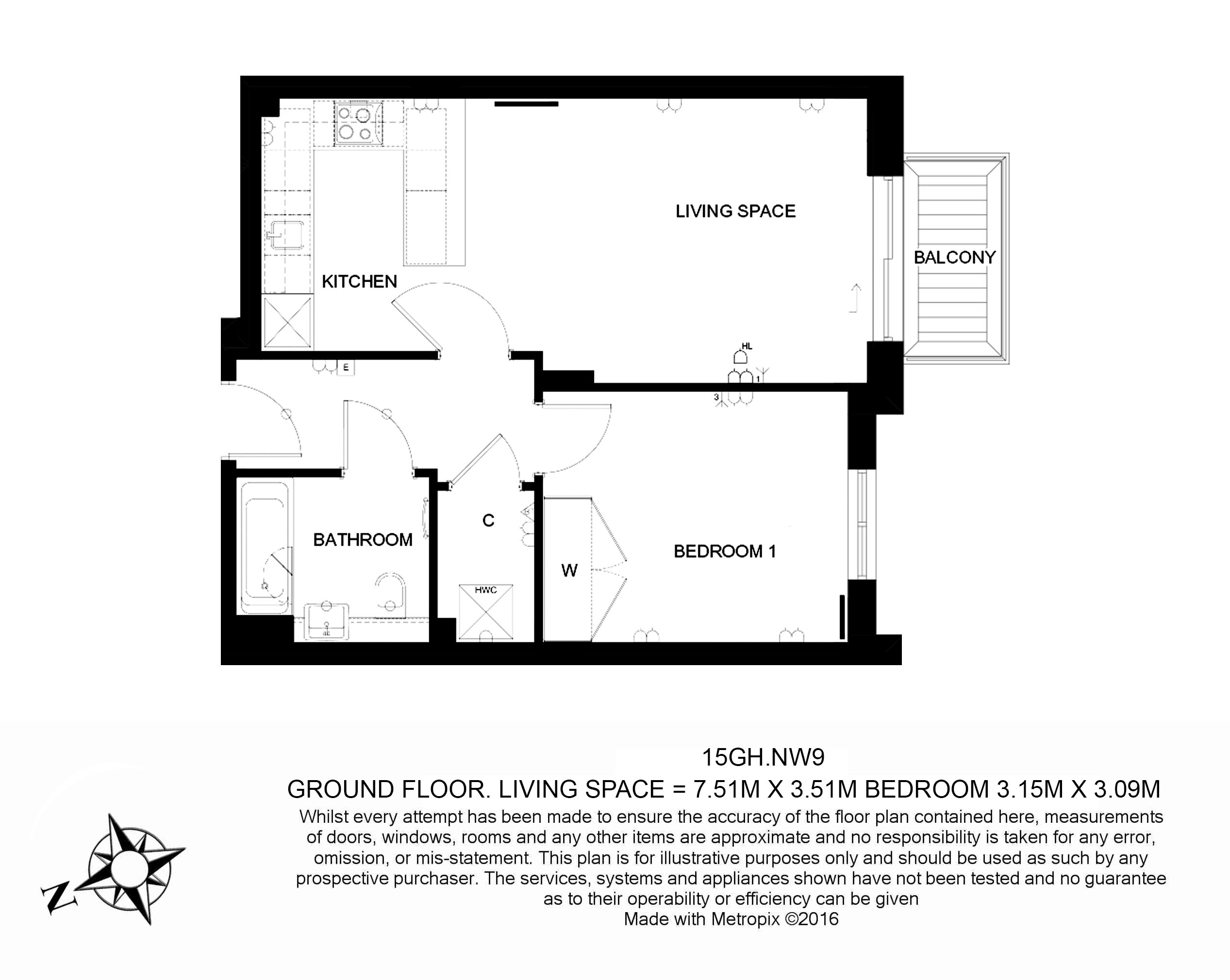 1  bedroom flat to rent in Beaufort Square, Colindale, NW9-Floorplan