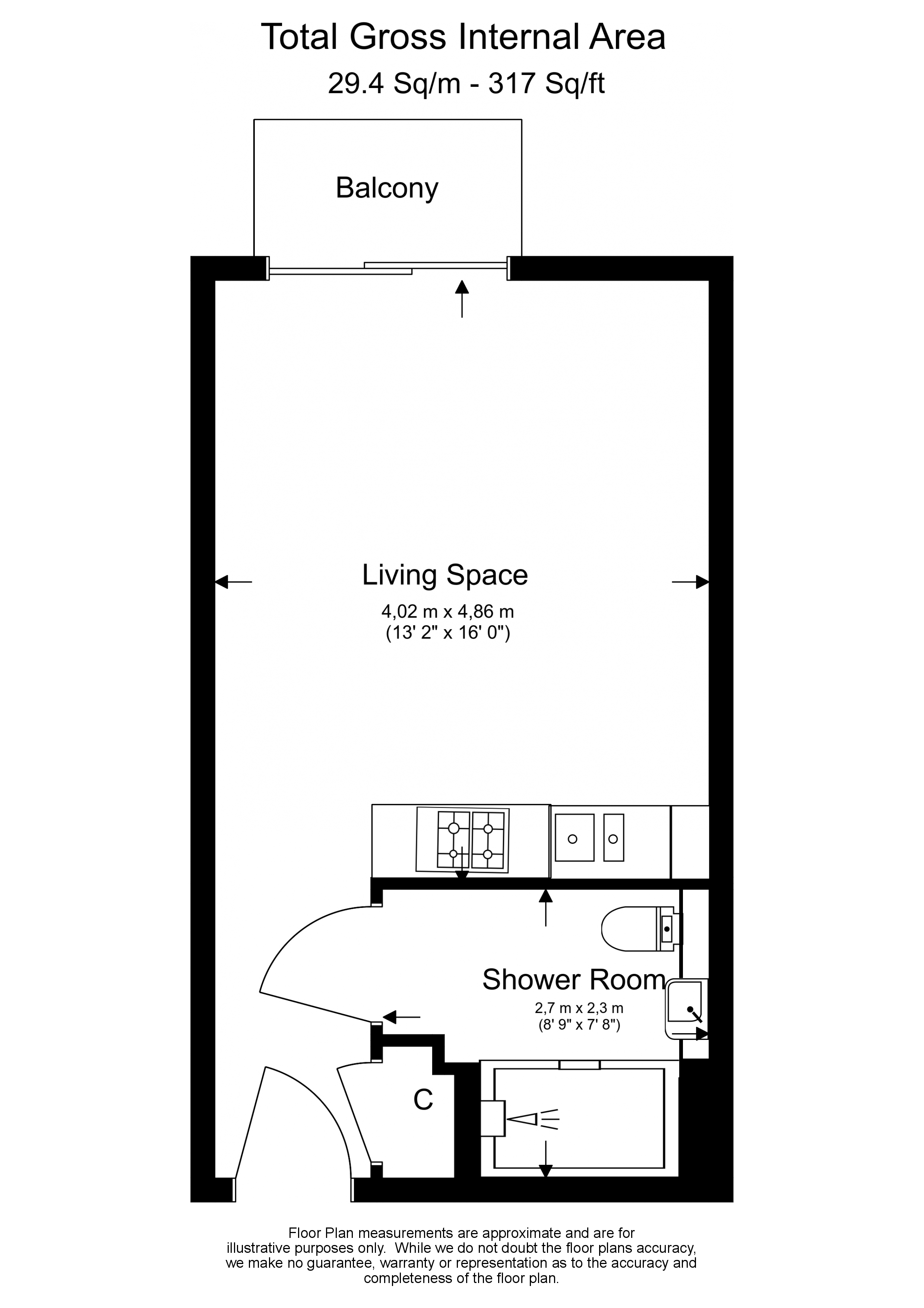 Studio flat to rent in Beaufort Square, Colindale, NW9-Floorplan