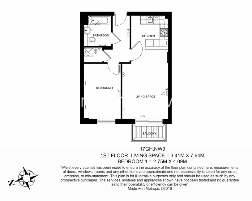 1  bedroom flat to rent in Beaufort Square, Colindale, NW9-Floorplan